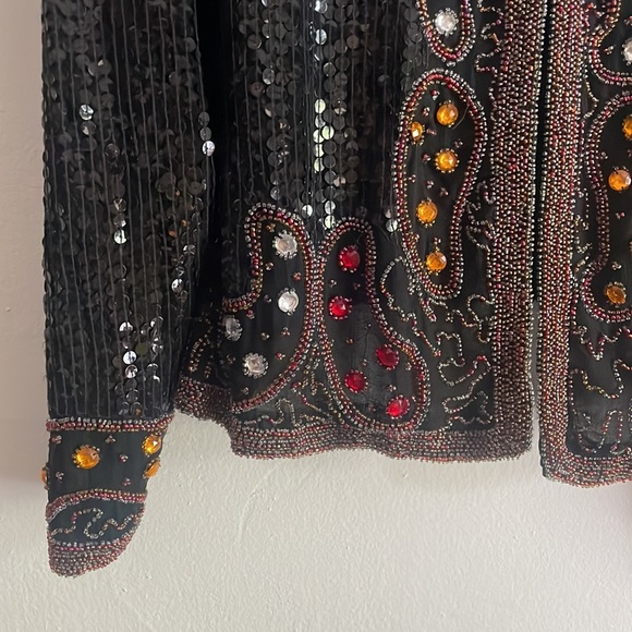 Royal Feeling silk sequin and beaded jacket! Medium - Picture 3 of 5